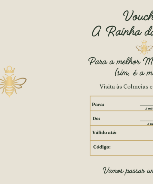 Interior do voucher Dia da Mãe Mel Pirata com campos de preenchimento e ilustração de abelha