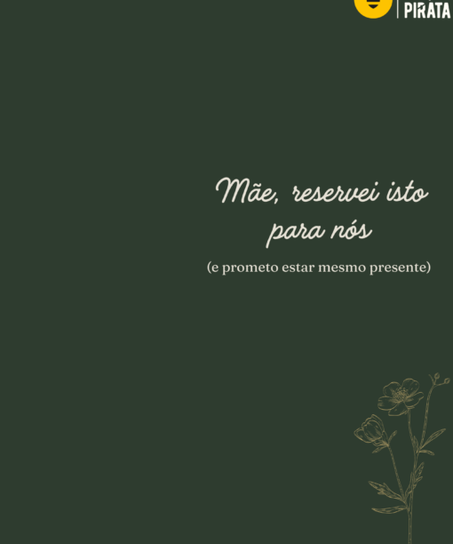 Capa verde do voucher de oferta para o Dia da Mãe com abelha dourada - Experiência Mel Pirata