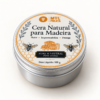 Lata de Cera Natural para Madeira Mel Pirata, de 100 g, com o rótulo visível.